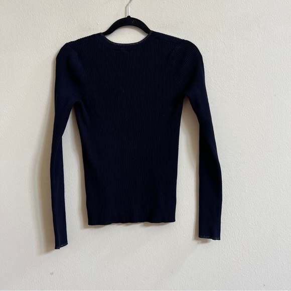 Moth by Anthropologie Navy Blue V Neck Ribbed Sweater - Picture 4 of 4